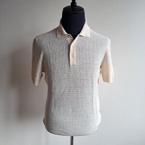 NEW Tagliatore Men's Cream Ivory Color Italian Polo Shirt Size 48/S